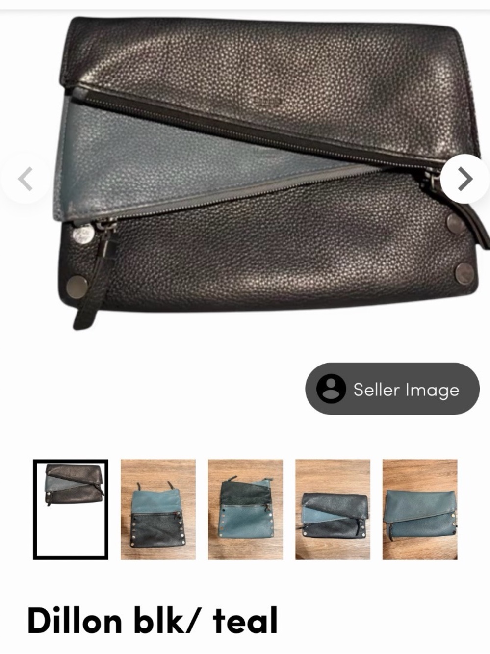 Hammitt Dillon Foldover Clutch in Black and Teal